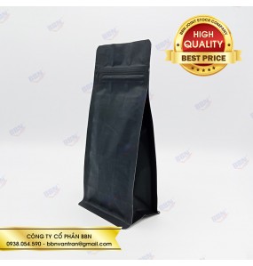 Túi đáy bằng pocket zipper đen mờ 250g (50 túi)